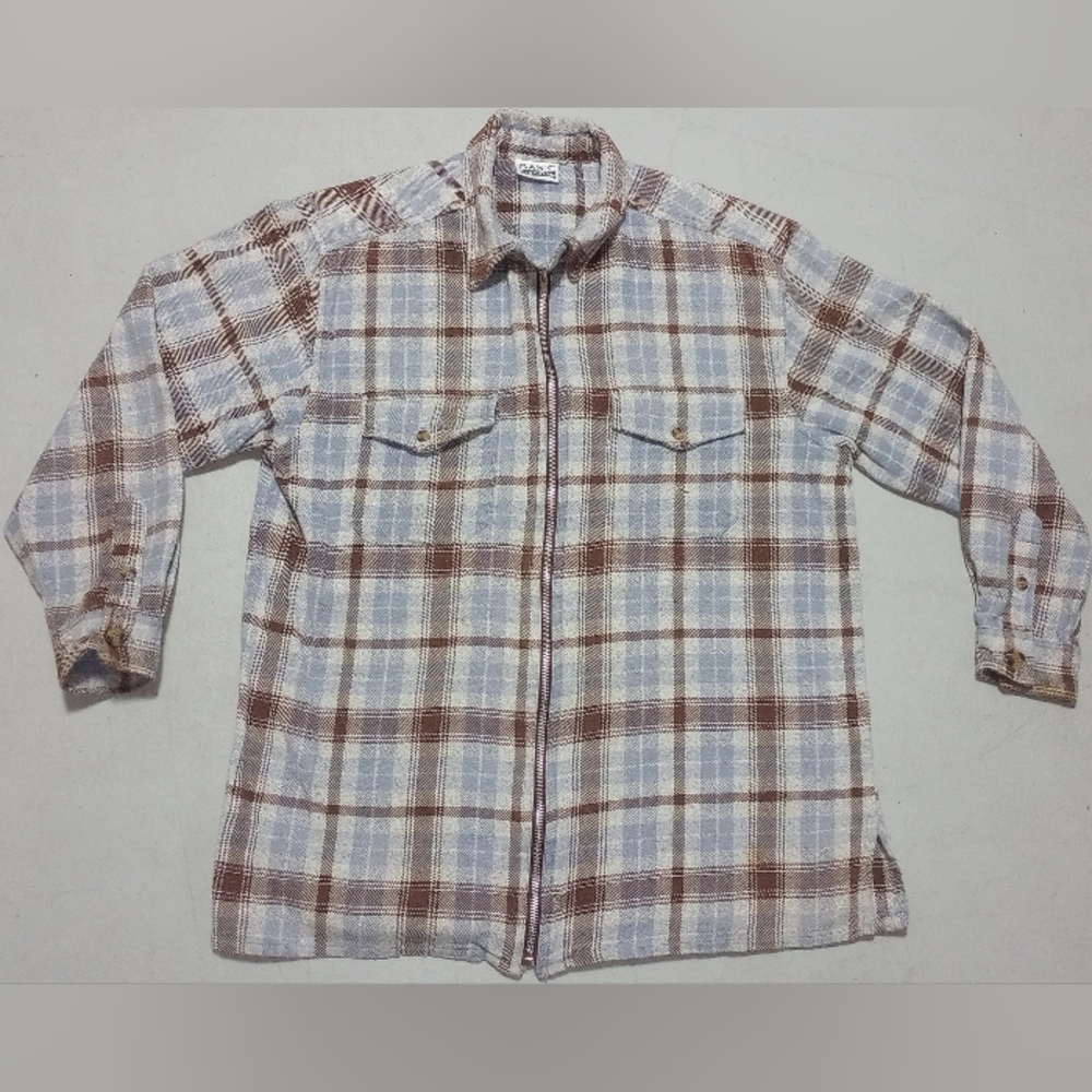 Basic Editions Checkered Shirt in Blue and Brown, Size M